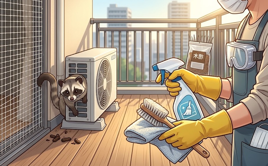 ハクビシンのフンがベランダに