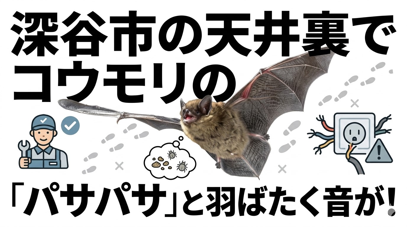 深谷市　屋根裏動物　コウモリ　足音