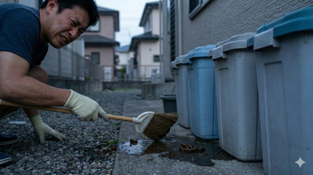 アライグマ ゴミあさる