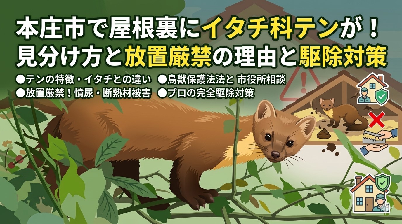 本庄市　屋根裏動物　テン