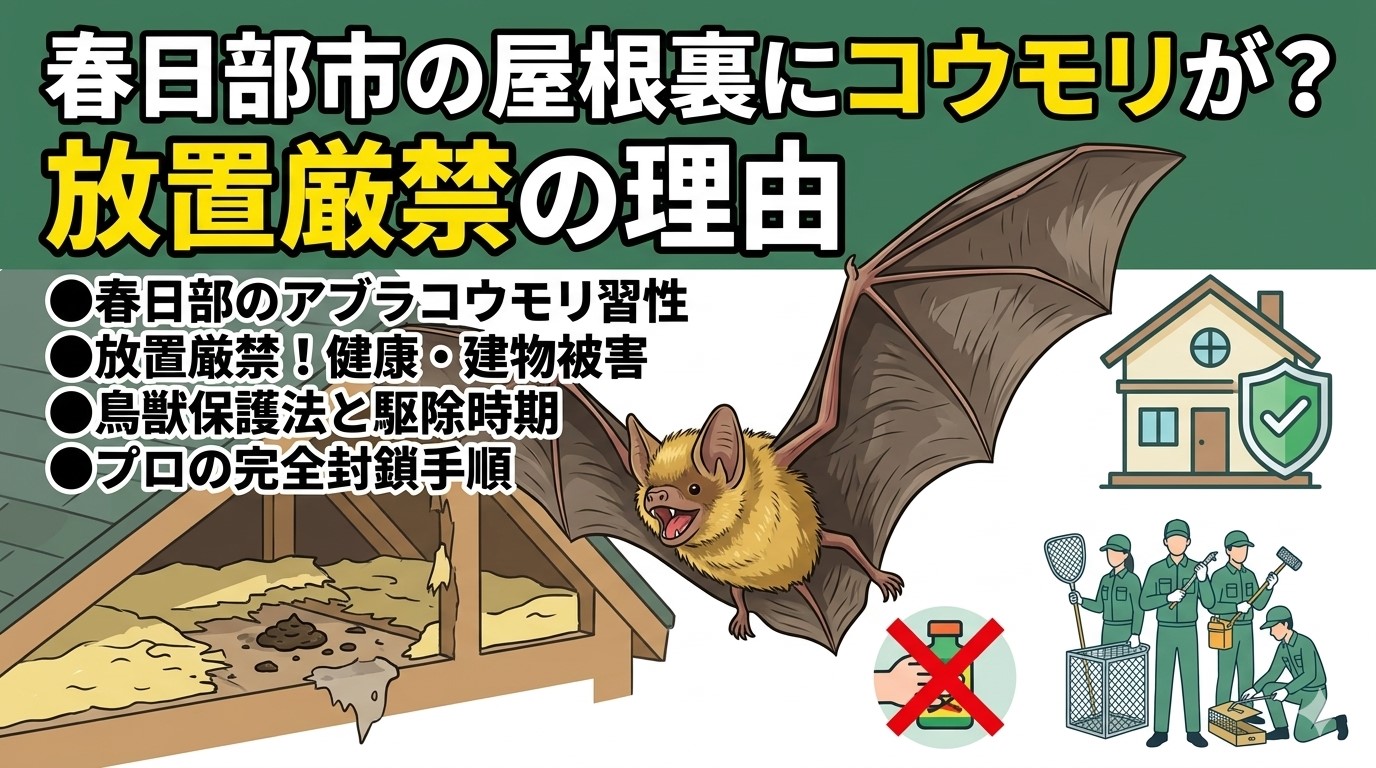 春日部市　屋根裏動物　コウモリ