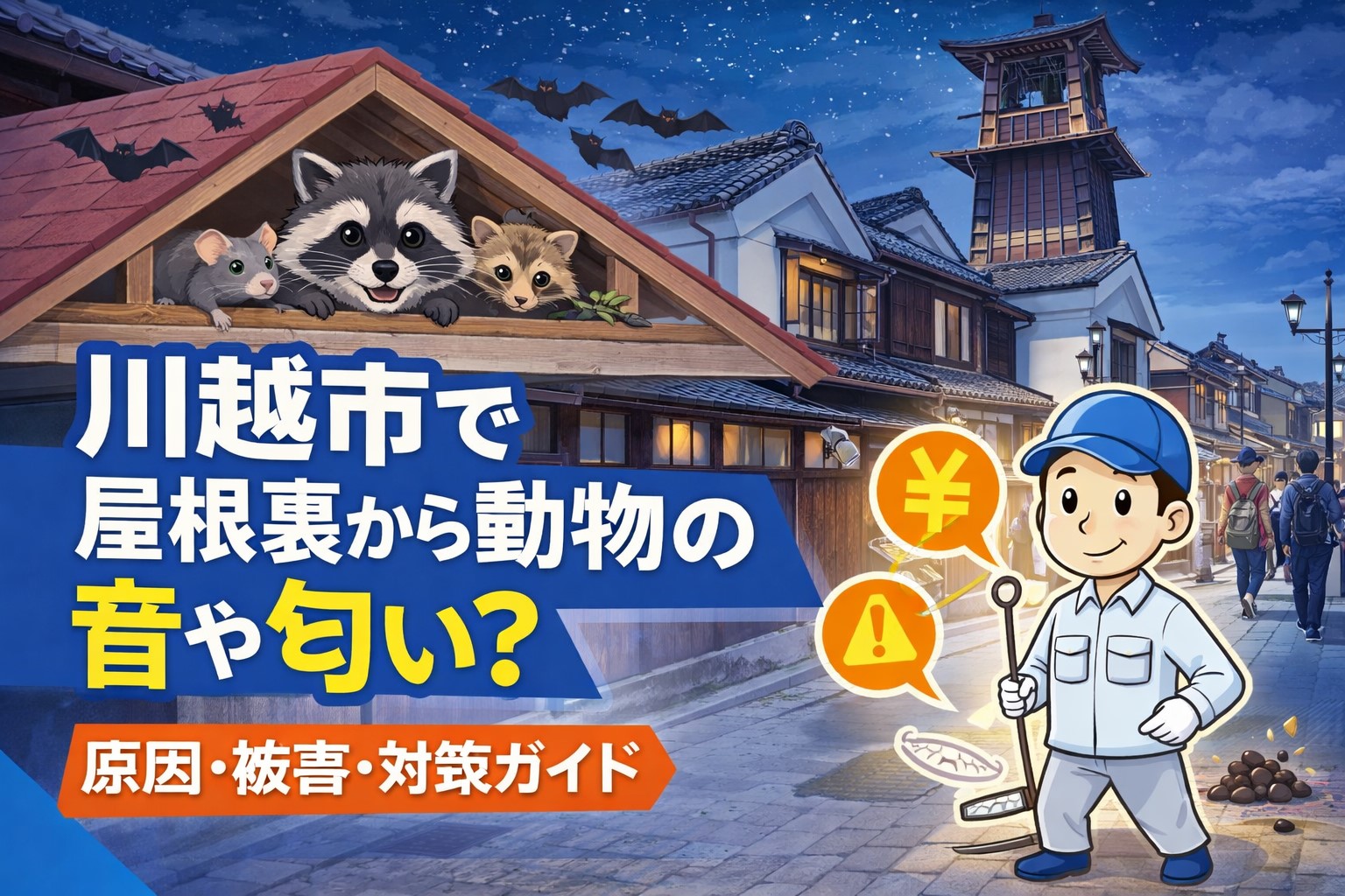 川越市で屋根裏から動物の音や匂い