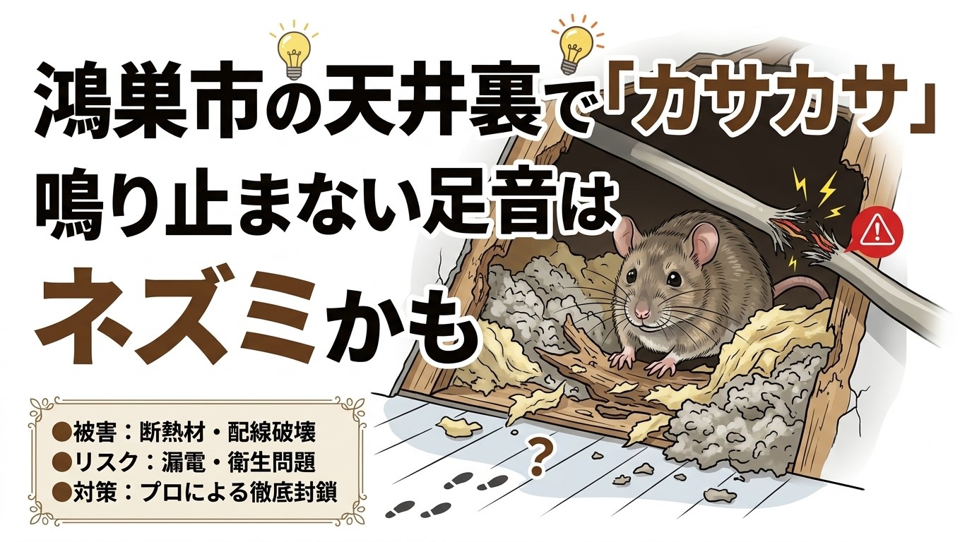 鴻巣市　屋根裏動物　ネズミ　音　匂い