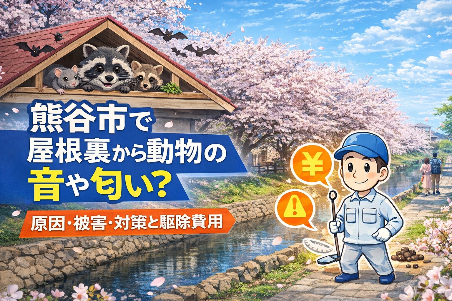 熊谷市　屋根裏　動物　音　匂い　被害